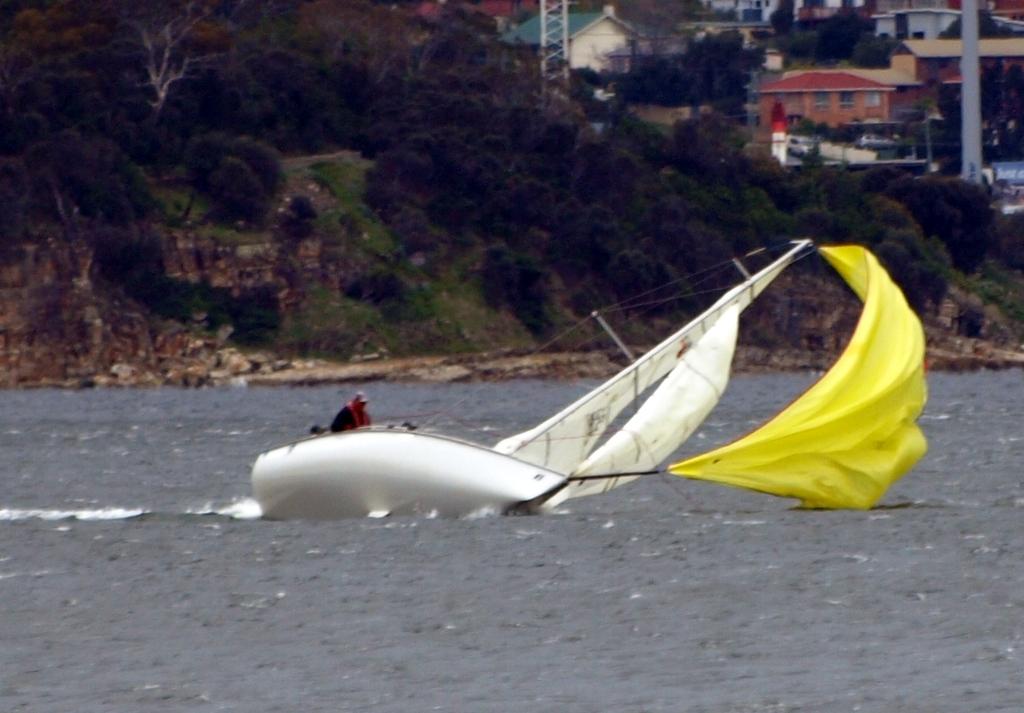 Ciao Baby III broaching in one of the SB20 Sprint Series races on a windy River Derwent. © Jane Austin